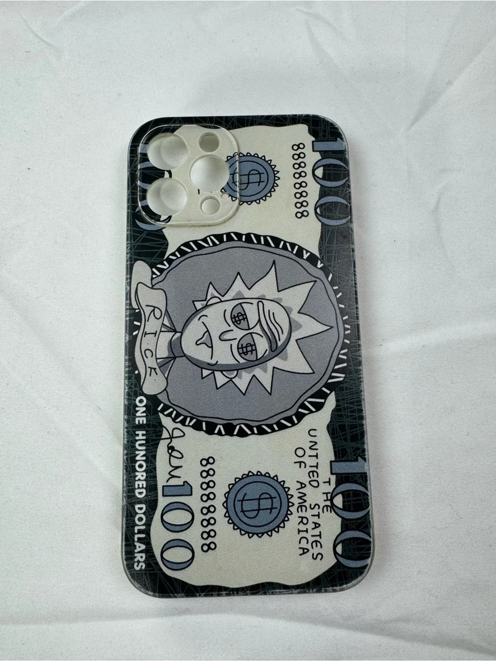 Novelty $100 Cartoon Money Phone Case - Black & White